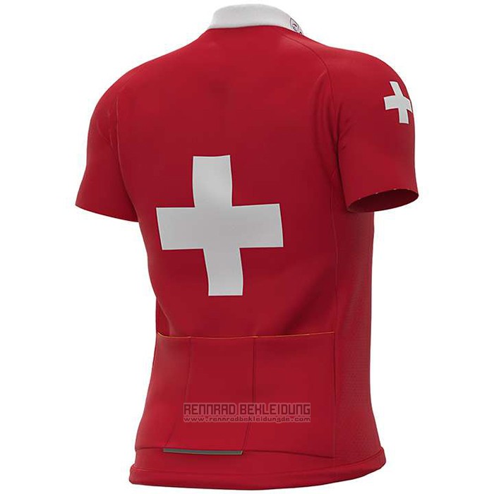 2020 Fahrradbekleidung Groupama-FDJ Champion Schweiz Trikot Kurzarm und Tragerhose - zum Schließen ins Bild klicken